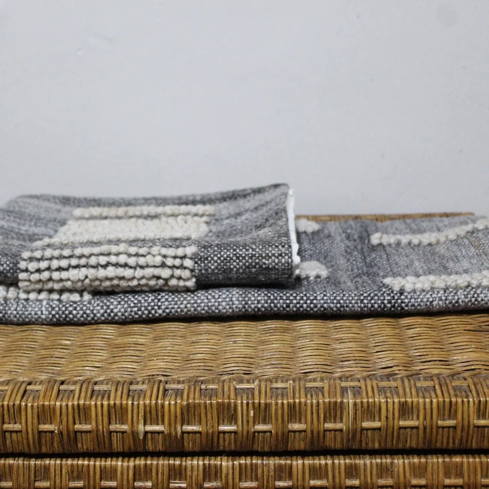 Williams Sonoma. Textured Gray & Ivory Woven Pillow Cover. Set of 2. Sq./Lumbar
